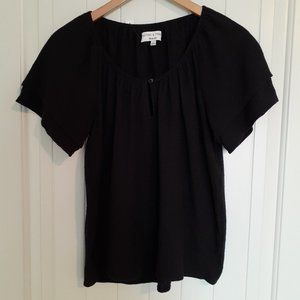 NWT Madewell Texture & Thread Tiered-Sleeve Top in Black Size XS
